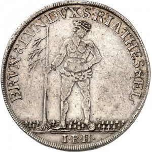 Реверс монеты Брауншвейг-Люнебург, 1 талер, 1743-1755, Дикий человек на реверсе