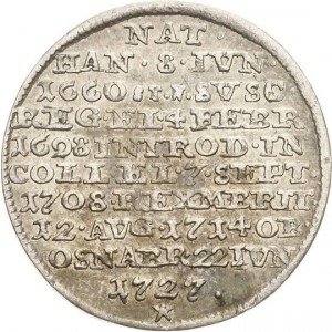 Реверс монеты Брауншвейг-Люнебург, ⅛ талера, 1727, Смерть Георга I