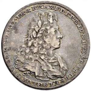 Аверс монеты Брауншвейг-Люнебург, ½ талера, 1727, Смерть Георга I