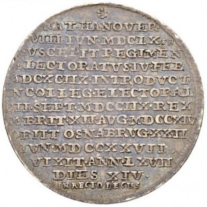 Реверс монеты Брауншвейг-Люнебург, ½ талера, 1727, Смерть Георга I