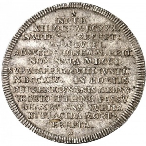 Реверс монеты Брауншвейг-Люнебург, 1 талер, 1714, Смерть Софии, матери Георга I