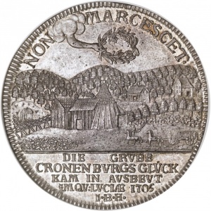 Реверс монеты Брауншвейг-Люнебург, 1 талер, 1745-1752, Шахта Удача Кроненбурга
