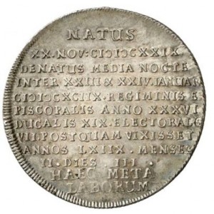 Реверс монеты Брауншвейг-Люнебург, 1 дукат, 1698, Смерть Эрнеста Августа