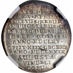 Реверс монеты Брауншвейг-Люнебург, ⅛ талера, 1679, Смерть Иоганна Фридриха /⌀25/