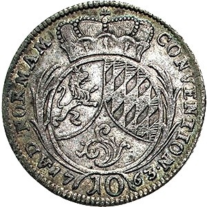Реверс монеты Курпфальц, 10 крейцеров, 1763-1766