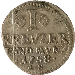Реверс монеты Курпфальц, 1 крейцер, 1758