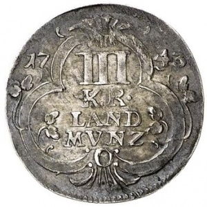 Реверс монеты Курпфальц, 3 крейцера, 1743