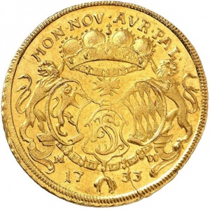 Реверс монеты Курпфальц, 1 каролин, 1733