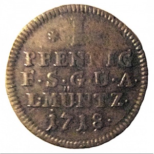 Реверс монеты Саксен-Альтенбург, 1 пфенниг, 1718