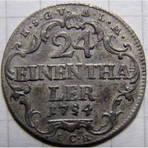 Реверс монеты Саксен-Альтенбург, 1/24 талера, 1752-1756