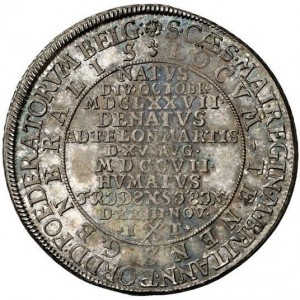 Реверс монеты Саксен-Альтенбург, 1 талер, 1707, Смерть Иоганна Вильгельма, брата Фридриха II