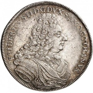 Аверс монеты Саксен-Альтенбург, 1 талер, 1717, 200 лет Реформации /солнце светит над виноградником/