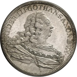 Аверс монеты Саксен-Альтенбург, 1 талер, 1755, 200 лет Аугсбургскому миру