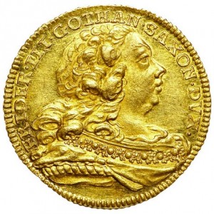 Аверс монеты Саксен-Альтенбург, 1 дукат, 1755, 200 лет Аугсбургскому миру