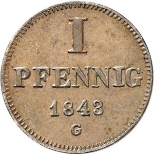 Реверс монеты Саксен-Альтенбург, 1 пфенниг, 1843