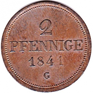 Реверс монеты Саксен-Альтенбург, 2 пфеннига, 1841