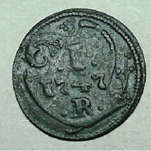 Реверс монеты Город Росток, 1 пфенниг, 1747