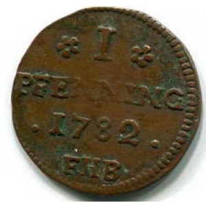 Реверс монеты Город Росток, 1 пфенниг, 1782