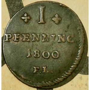 Реверс монеты Город Росток, 1 пфенниг, 1796-1802