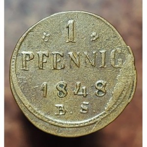 Реверс монеты Город Росток, 1 пфенниг, 1848