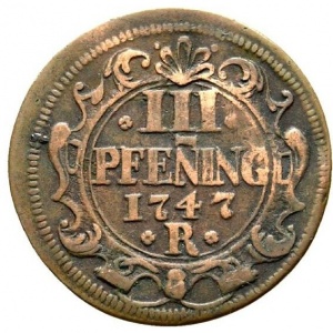 Реверс монеты Город Росток, 3 пфеннига, 1744-1759