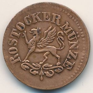 Аверс монеты Город Росток, 3 пфеннига, 1862-1864
