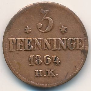 Реверс монеты Город Росток, 3 пфеннига, 1862-1864