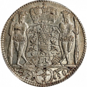Реверс монеты Саксен-Гильдбурггаузен, ⅔ талера, 1758