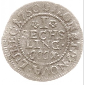 Реверс монеты Любек, 1 сехслинг, 1750