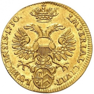 Аверс монеты Любек, 1 дукат, 1730, 200 лет Аугсбургской конфессии