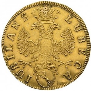 Аверс монеты Любек, 2 дуката, 1717, 200 лет реформации