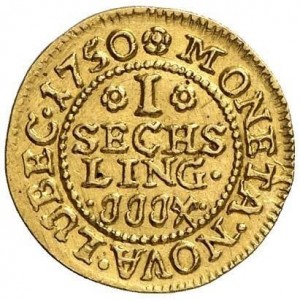 Реверс монеты Любек, 1 сехслинг, 1750