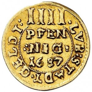 Реверс монеты Любек, 4 пфеннига, 1687