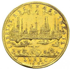 Реверс монеты Любек, 5 дукатов, 1694