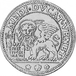 Реверс монеты Венецианская республика, ½ дуката, 1752