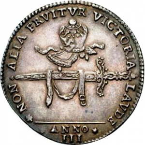 Реверс монеты Венецианская республика, 1 озелла, 1690, Война против Османской империи