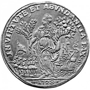 Реверс монеты Венецианская республика, 1 озелла, 1728