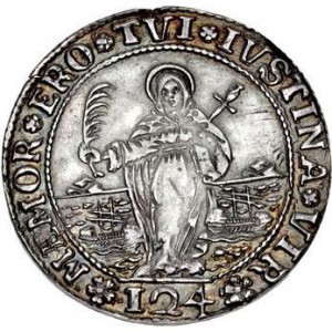 Реверс монеты Венецианская республика, 1 дукатон, 1709