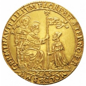 Аверс монеты Венецианская республика, 1 озелла, 1652, Моисей у моря /золото/