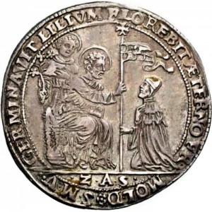 Аверс монеты Венецианская республика, 1 озелла, 1652, Моисей у моря /серебро/