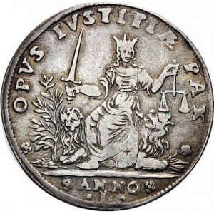Реверс монеты Венецианская республика, 1 озелла, 1659, Фигура Юстиции