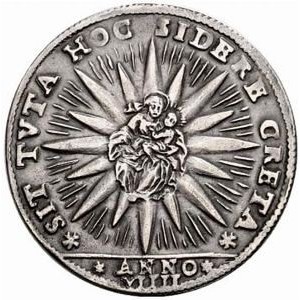 Реверс монеты Венецианская республика, 1 озелла, 1667, Вмешательство богов против Османской империи