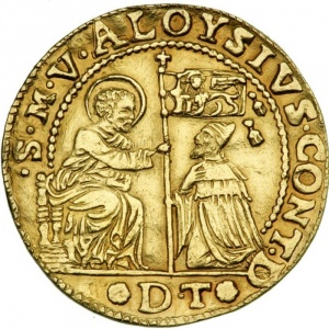 Аверс монеты Венецианская республика, 1 озелла, 1683, Основание Венеции /золото/