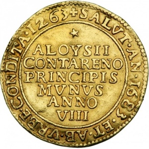 Реверс монеты Венецианская республика, 1 озелла, 1683, Основание Венеции /золото/