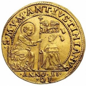 Аверс монеты Венецианская республика, 1 озелла, 1685, Лев с мечом /золото/