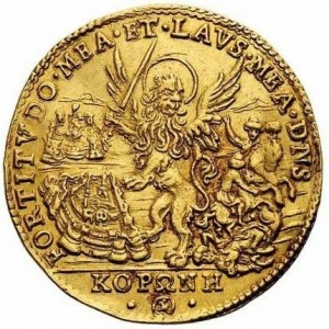 Реверс монеты Венецианская республика, 1 озелла, 1685, Лев с мечом /золото/