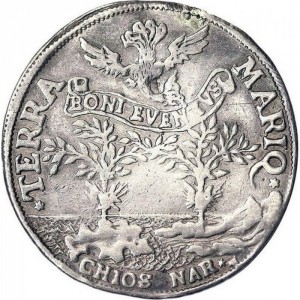 Реверс монеты Венецианская республика, 1 озелла, 1694, Острова с деревьями /серебро/