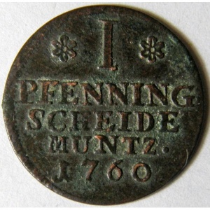 Реверс монеты Брауншвейг-Вольфенбюттель, 1 пфенниг, 1736-1779