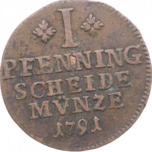Реверс монеты Брауншвейг-Вольфенбюттель, 1 пфенниг, 1780-1806