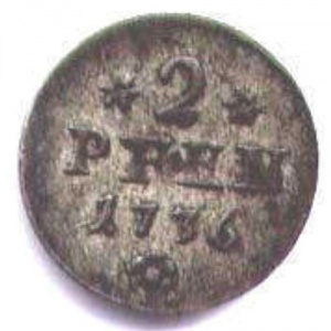 Реверс монеты Брауншвейг-Вольфенбюттель, 2 пфеннига, 1736-1776